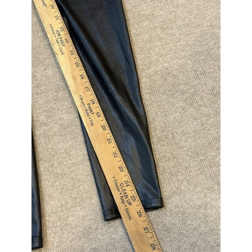 Spanx By Sara Blakely Leggings Womens Large Black Faux Leather Shaping Skinny